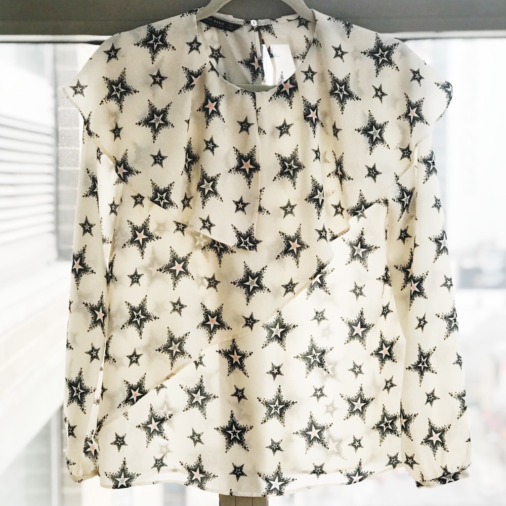 ZARA Ruffle Blouse with Stars